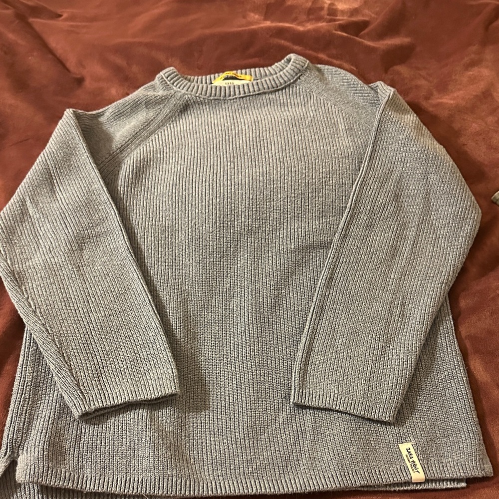 Zara boys collection Light Gray Ribbed Crewneck Sweater